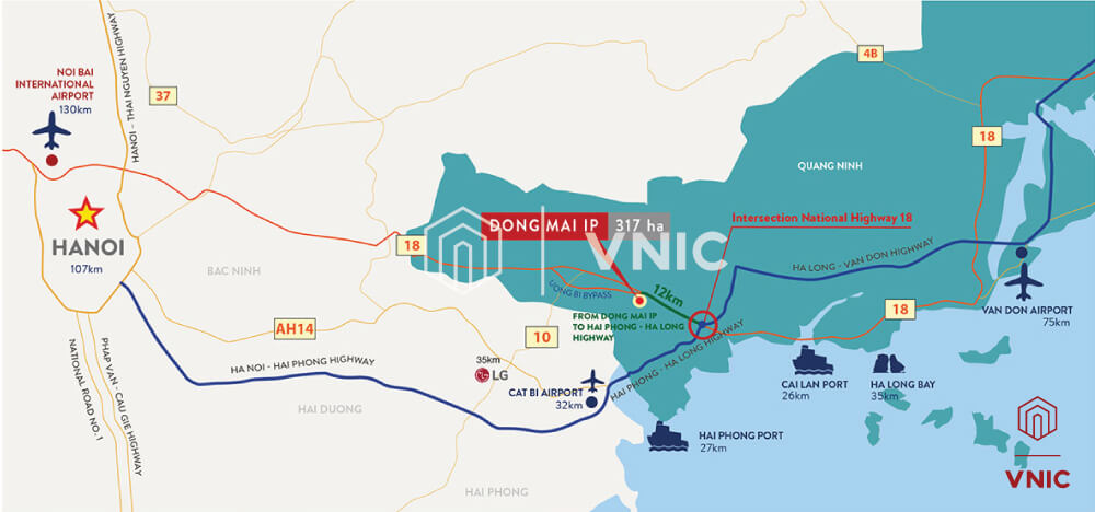 Kết nối giao thông của Khu Công nghiệp Đông Mai đi các tỉnh