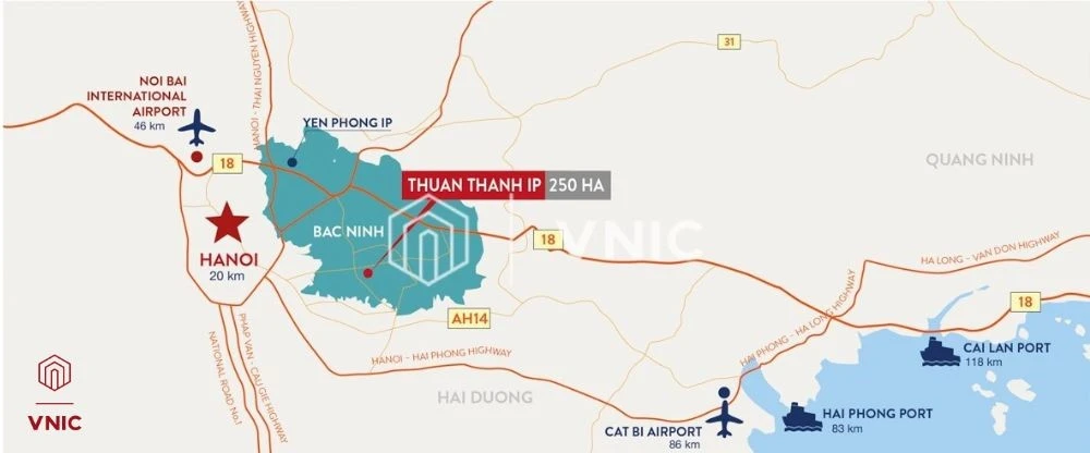 Mạng lưới giao thông của Khu Công nghiệp Thuận Thành 1 