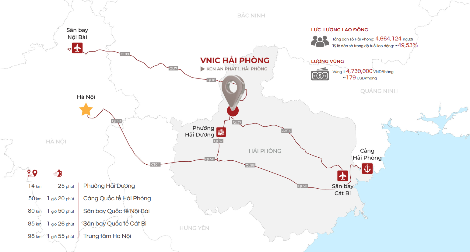 Vị trí dự án Nhà xưởng xây sẵn VNIC Hải Phòng