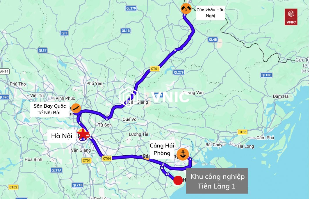 Kết nối giao thông thuận lợi của Khu công nghiệp Tiên Lãng 1
